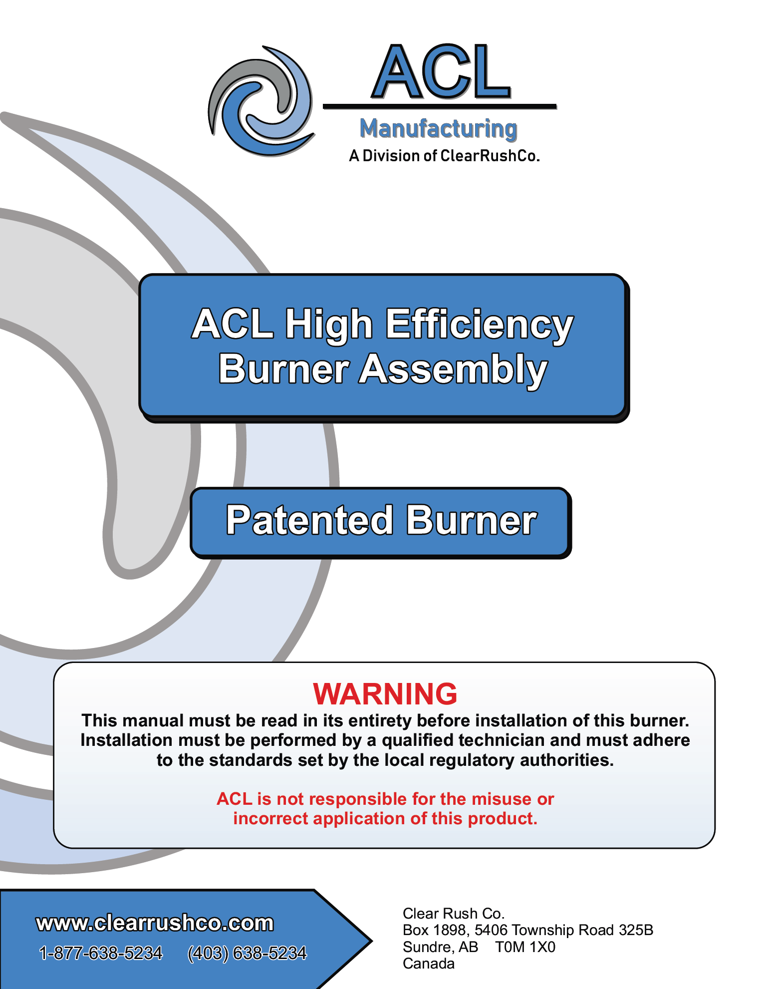 ACL - High Efficiency Burner Assembly Manual